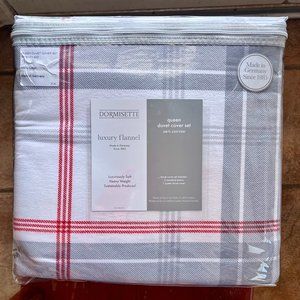 Dormisette Luxury German Flannel Queen Duvet & Shams Set - 100% Cotton Plaid